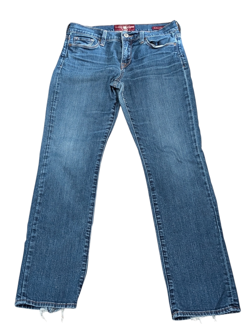 Lucky Brand Women's Medium Wash Sophia Straight-Leg Frayed Hem Jeans